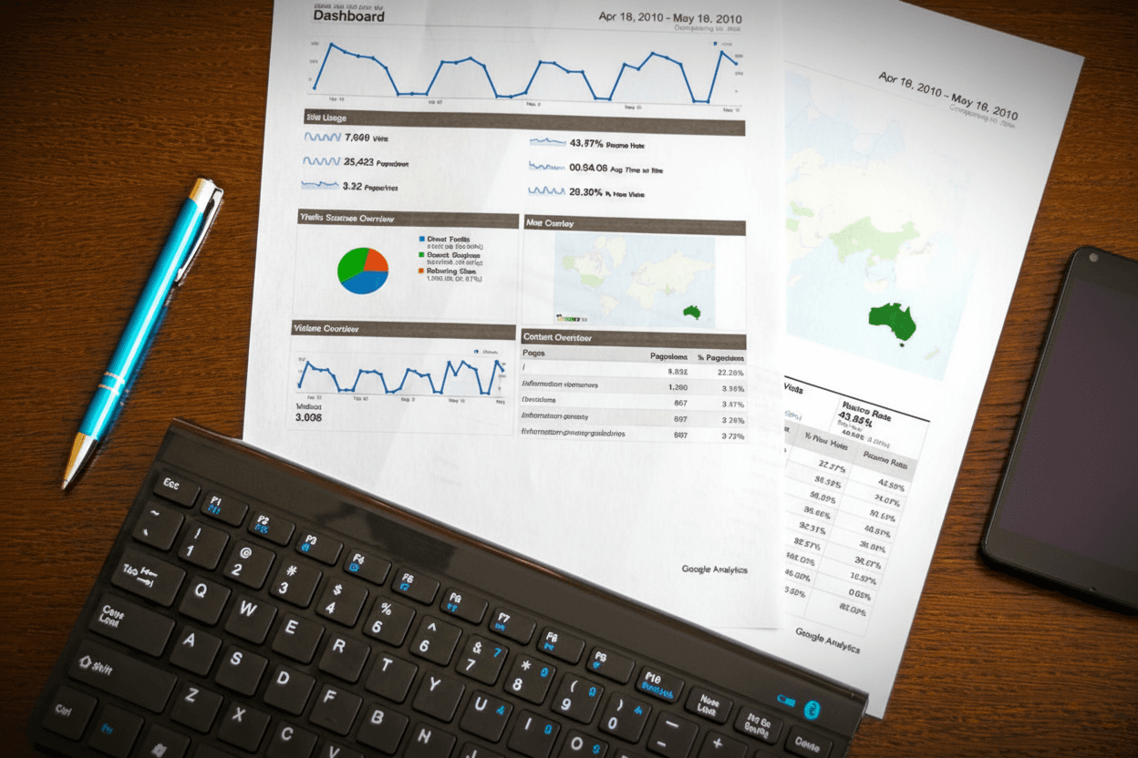 Analytics overview with reports and charts